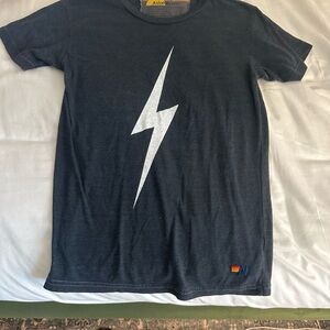 Aviator Nation Charcoal Tee with White Lightning Bolt
